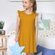 thumbnail image 4 of Fotbe Goldenrod Vestido de Dormir para Niñas de 3 a 10 Años, Mangas Cortas, Estilo Princesa, Pijama Camisón con Mangas Voladas-X-Large, 4 of 6