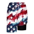 thumbnail image 5 of Ynynloco Mens Swim Trunks: 2 in 1 with Compression Liner Pockets Drawstring Stretch Quick Dry American Flag Print, 5 of 5