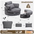 thumbnail image 5 of MEISSALIVVE Swivel Barrel Chair with Storage Ottoman & USB Port, 360° Lounge Chair with 4 Pillows, Corduroy Fabric, Gray Accent Chair for Living Room, 5 of 7
