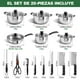 thumbnail image 2 of NOVRY Batería de Cocina de Acero Inoxidable de 20 Piezas, Juego de Ollas y Sartenes Antiadherentes con Juego de Cuchillos para Estufas de Inducción, Eléctricas y Gas (color metalico), 2 of 5