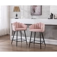 thumbnail image 3 of Guyou 26" Height Velvet Bar Stools Set of 2, Upholstered Counter Height Chairs with Petal Back and Metal Legs for Restaurant Kitchen Island Bar, Pink, 3 of 11