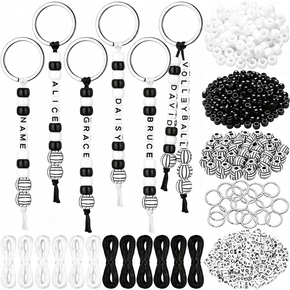 DESIGNICE Volleyball Keychain Making Kit Diy Volleyball Bead Key Chain Craft Adjustable Sport Letter Bead Charm Sport Theme Party Favor Gift Backpack Accessories Holiday Decoration