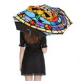 thumbnail image 5 of Halloween Stained Glass Pumpkin Rain Umbrella Sun Protection Sun Umbrella Parasol Folding Umbrella Black Glue, 5 of 9