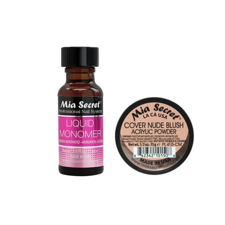Mia Secret - Liquid Monomer (0.5 oz) & Cover Nude Blush Acrylic Powder (0.5 oz) - Combo