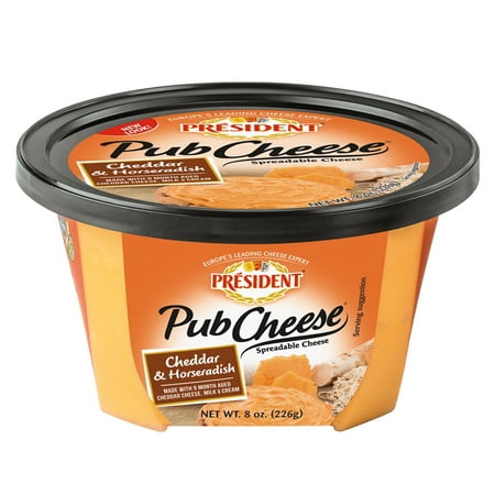 President Pub Cheese Cheddar & Horseradish Spread, 8 oz (Refrigerated)