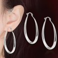 thumbnail image 3 of HMPEAIIY Fashion Silver Color Oversize Earrings For Women Big Metal Round Earrings Fashion Earring Silver Earrings Jewelry For Women Star Earrings Opal Clip on Earrings Filled Earrings, 3 of 7