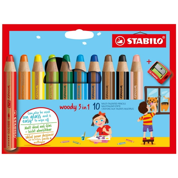 STABILO Woody 3 in 1 Pencil Set, 10-Color