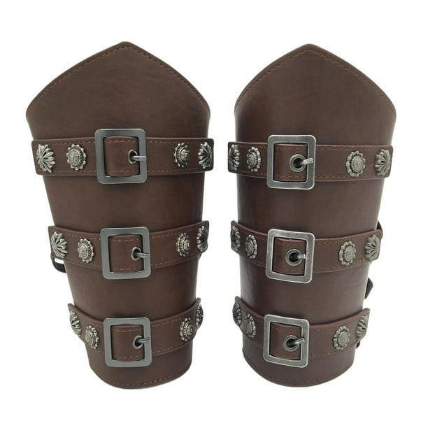2 uds brazaletes medievales antiguos traje hombres Punk Marron Zulema Brazales de brazo