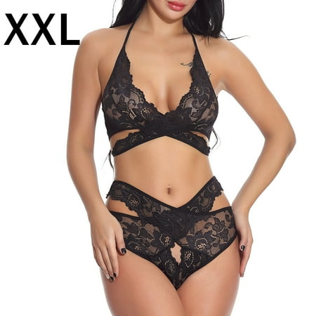 

Women Lace Mesh Underwear Outfit Sexy Lingerie Sleepwear Nightwear Black XXL