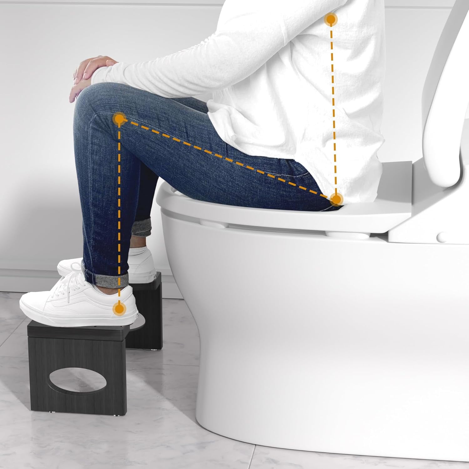 AmazerBath 7" Bamboo Toilet Squat Stool - Foldable Pooping Step Stool For Better Posture (Brown) - View #10