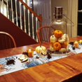 thumbnail image 4 of Fall Table Runners Watercolor Pumpkin Thanksgiving Table Runner for Dining Tables Autumn Blue Leaves Seasonal Autumn Dinner Table Runner for Kitchen Party Table Decoration 13x36 Inch, 4 of 6