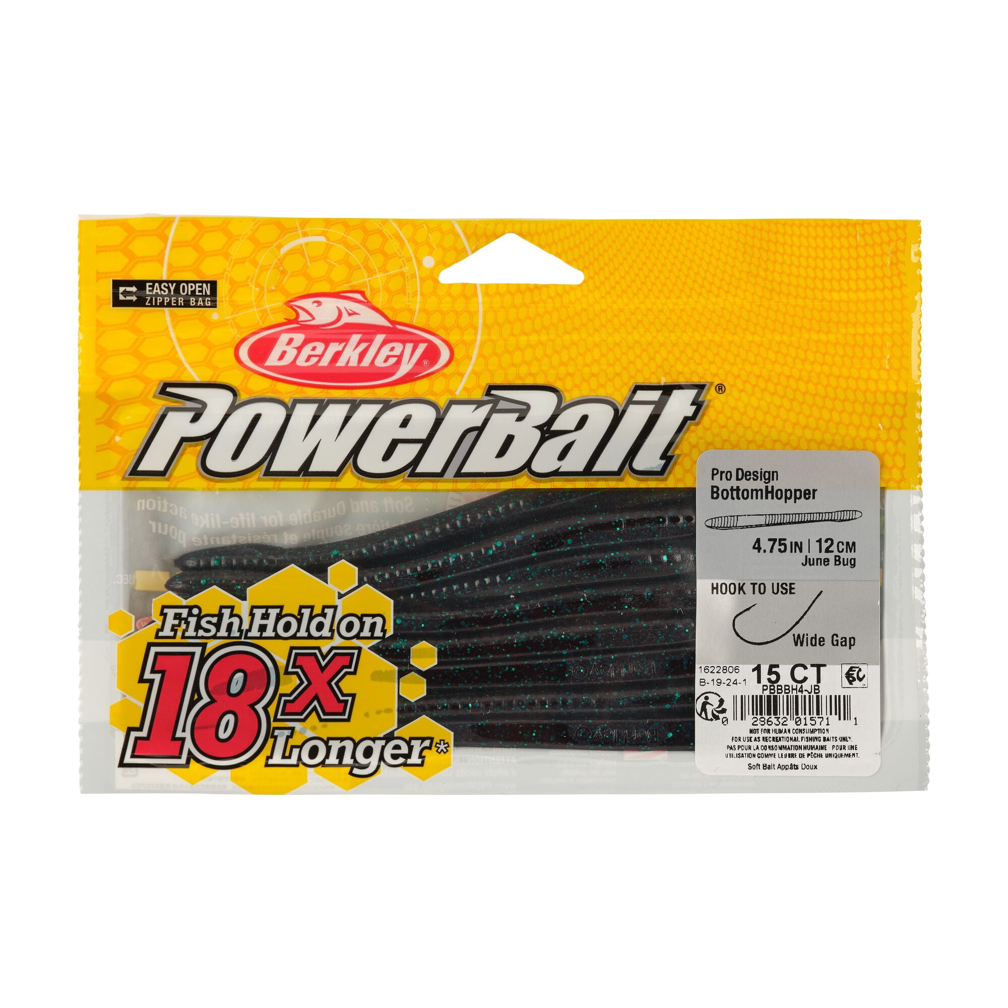 Berkley PowerBait® Bottom Hopper, 4.75 in, Worms, June Bug (15 Count)