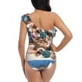 thumbnail image 5 of Picia Playful Cat Pattern Women's One Piece Swimsuits,One Shoulder Swimwear Asymmetric ,Ruffle Monokinis Bathing Suits,High Waisted Flattering Bathing Suits-XX-Large, 5 of 8