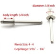 thumbnail image 2 of GHSDFBB Stainless Steel Blind Rivets 1/8"x1/4" (4-4) Open End Type Pop Rivet Grip Range 3/16-1/4 inch (50 Pack), 2 of 3