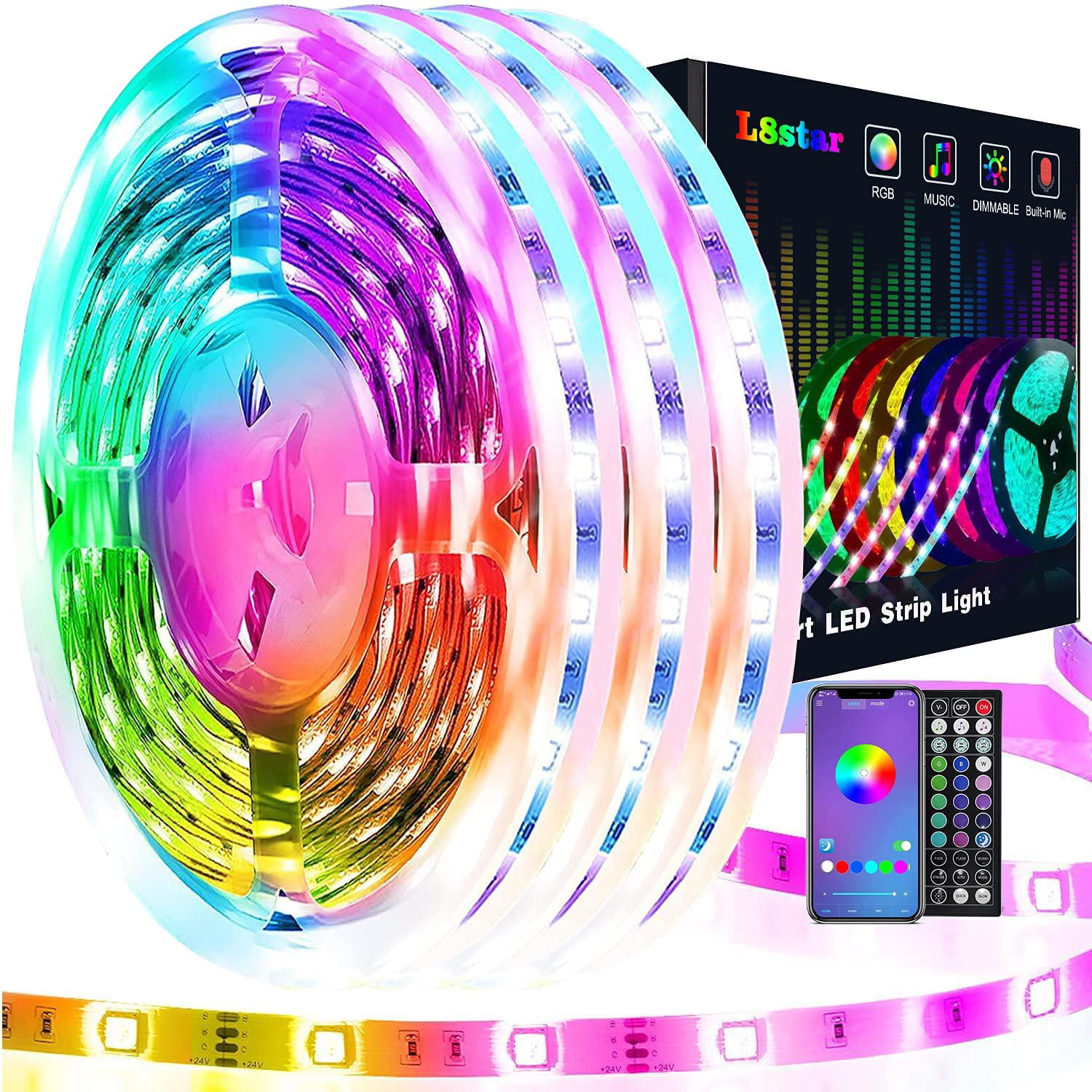 15M LED Strip Lights Bluetooth RGB Flexible Tape Room TV Lights 50FT with Remote 
