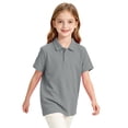 thumbnail image 7 of Girls Polo Shirt with Collared Slim Fit Short Sleeve Golf Shirt Summer School Uniform for Girls,Gray 150, 7 of 7