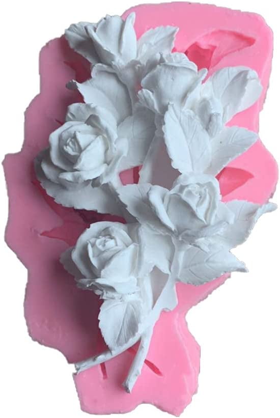 ABCISI 3D Flowers Silicone Rose Mold, Fondant Cake Chocolate Mold, Dried Flower Jewelry Decorative Mold, Resin Epoxy Clay Mold Pastry Baking Tools