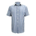 thumbnail image 3 of XXLvision Men Button Down Lapel Neck Short Sleeve Striped Casual Shirt, 3 of 5