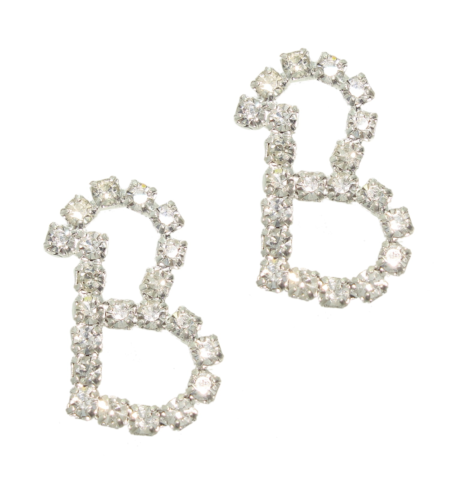 Letter "B" Crystal Rhinestone Pierced Initial Earrings 3/4" - Walmart ...