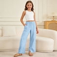 thumbnail image 2 of Gunia Girl Wide Leg Pants Casual Soft Stretch Comfy Everyday Playwear Trousers With Elastic Waist Toddler Kids Pants 4-14 Years, 2 of 8