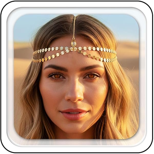 wonima44 Aukmla Boho Sequins Head Chain Festival Headpiece Hair Chains Fashion Headband Hair Jewelry for Women and Girls