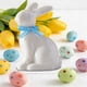 thumbnail image 4 of Adorno de figurilla de conejo de cerámica | Acento de decoración de Pascua | Conejo Nudo Caprichoso | Azul, amarillo, rosa, naranja | 12x8,5x6,1cm | Decoración del salón del hogar | Recuerdo de, 4 of 6