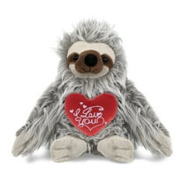 DolliBu I Love You Plush Super Soft Grey Sloth - Cute Stuffed Animal Sloth with Red Heart Plush for Valentines, Anniversary, Romantic Date, Boyfriend, or Girlfriend Gift - 7 Inches