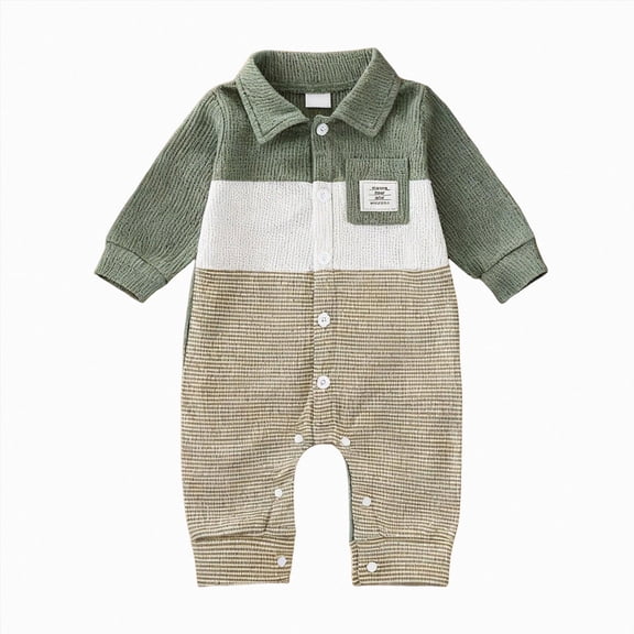 Gerichy Newborn Baby Girl Boy Winter Clothes Long Sleeve Lapel Jumpsuit Collar Plaid Romper Playsuit 0 3 6 9 12 18 Months Infant Baby Boys Fall Outfit