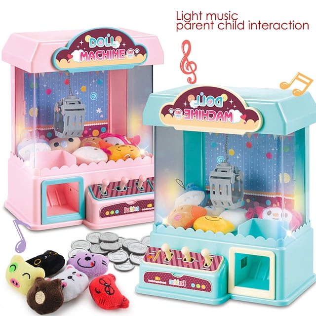 Pisexur Baby Toys Children's Small Mini Claw Machine Light Music Coin Game Box Baby Dolls,Car Toys for 3-5 Years Boys Girls
