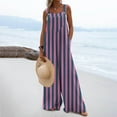 thumbnail image 2 of Rutainlusire Women's Striped Jumpsuits with Pockets Sleeveless Loose Fit Fashion Wide Leg Trousers, 2 of 7