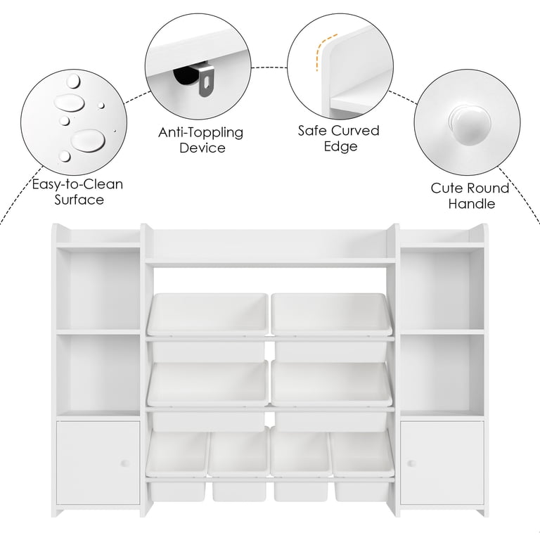 Homfa Kids Toy Organization Cubby Bookcase, White photo 4