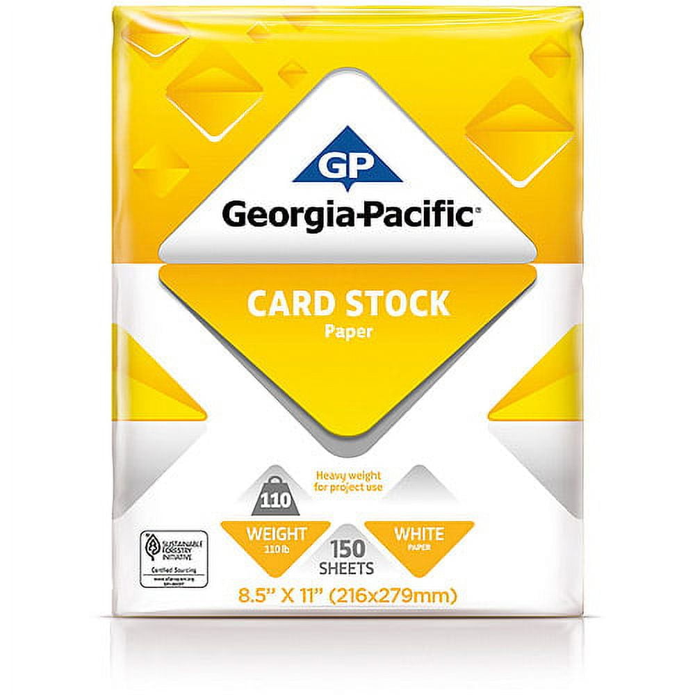 Georgia-Pacific White Cardstock Paper, 8.5 x 11, 110 lb, 150 Sheets