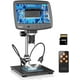 thumbnail image 1 of TOMLOV DM04 Microscopio digital LCD de 9 pulgadas 1200X, microscopio de medición y monedas de 16 MP con soporte de 10 pulgadas de largo, luz recargable, botón táctil, microscopio de soldadura 1080P, c, 1 of 4