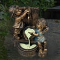 thumbnail image 2 of OEFNTAC Garden Statue Boy Girl Firefly Resin Decorative Sculptures Water Fountain Inspired Outdoor Yard Patina Finish Antique Whimsical Feature Home Gift with Light Accent 5.9in x 5.9in x 3.1in, 2 of 7