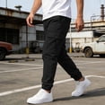 thumbnail image 4 of Mifsaly Cargo Jogger Pants Men Elastic Waist Drawstring Casual Twill Sweatpants Outdoor Hiking Pant with Multi Pockets Fashion Summer Streetwear XXXL, 4 of 9