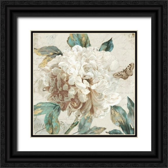 Theodosiou, Matina 15x15 Black Ornate Wood Framed with Double Matting Museum Art Print Titled - Morning Peony I