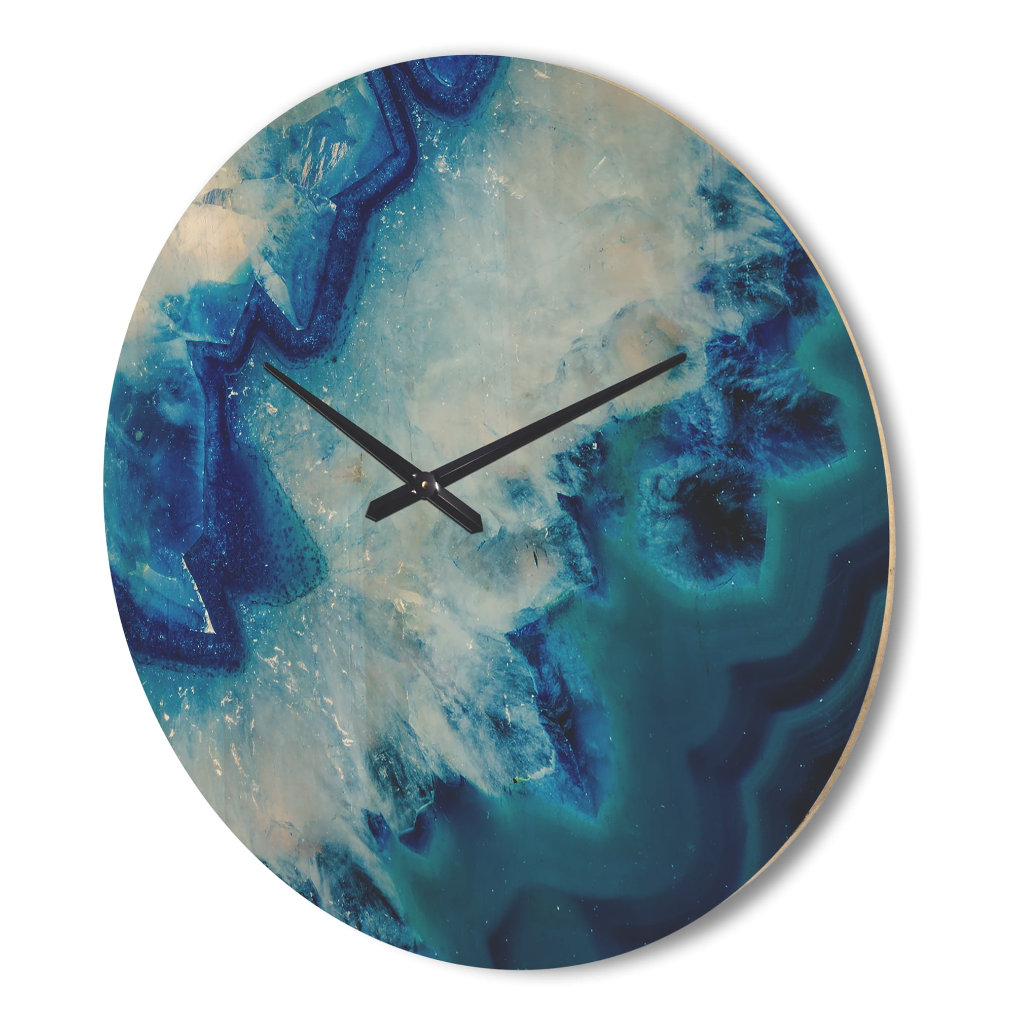 Designart 'Blue Geode Slice Macro' Modern Wood Wall Clock