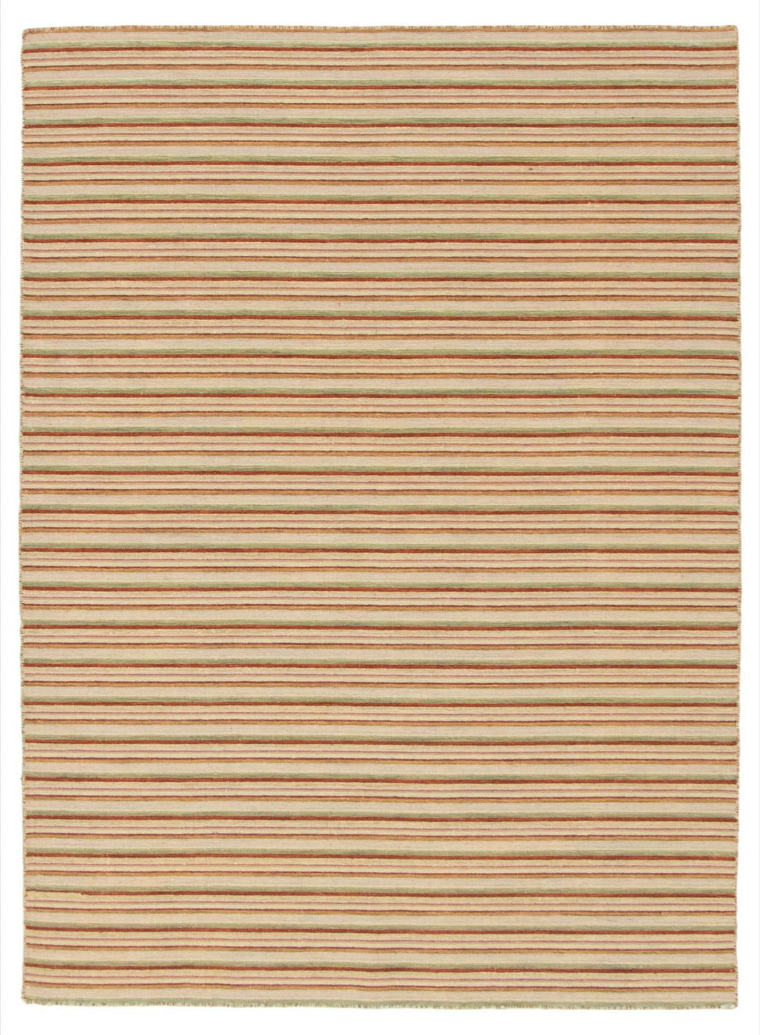 ECARPETGALLERY Tapis Fait à la Main pour Salon, Salle à Manger et Chambre à Coucher Rayé Collection Manhattan 5'1" x 6'11" en Ivoire