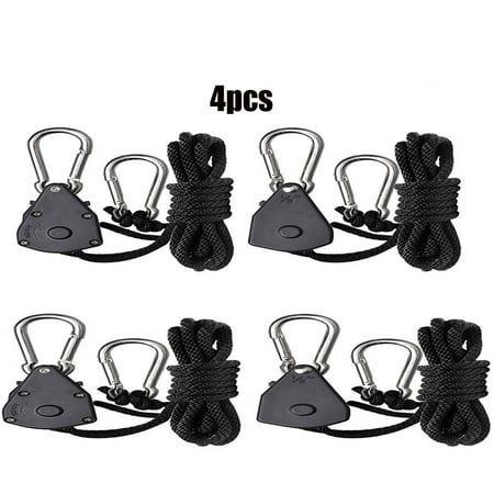 

Ounona 4pcs 1/8 Inch Heavy Duty Adjustable Grow Light Ratchet Rope Hanger Yoyo for Grow Light Fixtures Gardening