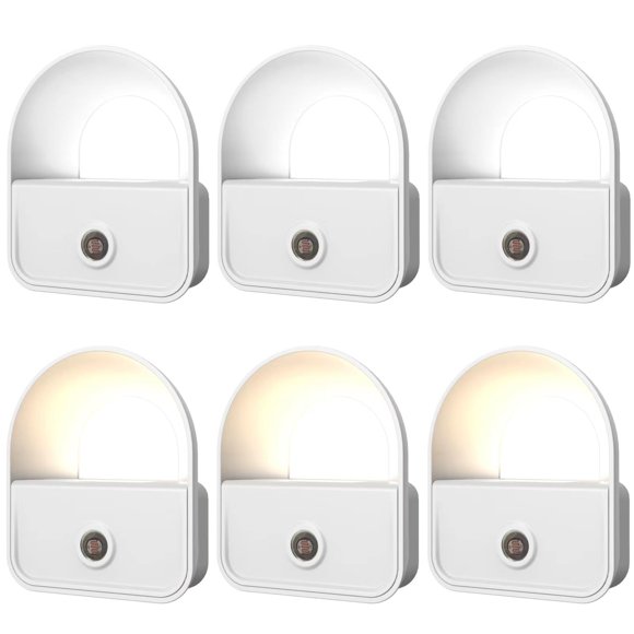Luz nocturna YRWXZYO, paquete de 6, LED con sensor de anochecer a amanecer