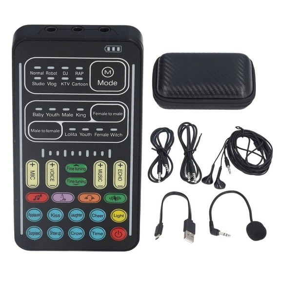 Voice Changer Set, Plug And Play Recording Mini Sound Card Disguising Your Voice With Monitor Headphones For Game English Version