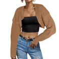thumbnail image 2 of GEWSEY Cropped Cardigan Shrugs for Women Bolero Open Front Crop Sweater Long Sleeve Cardigan Fall Outfits Knit Tops Clothes (Brown, XXL), 2 of 5