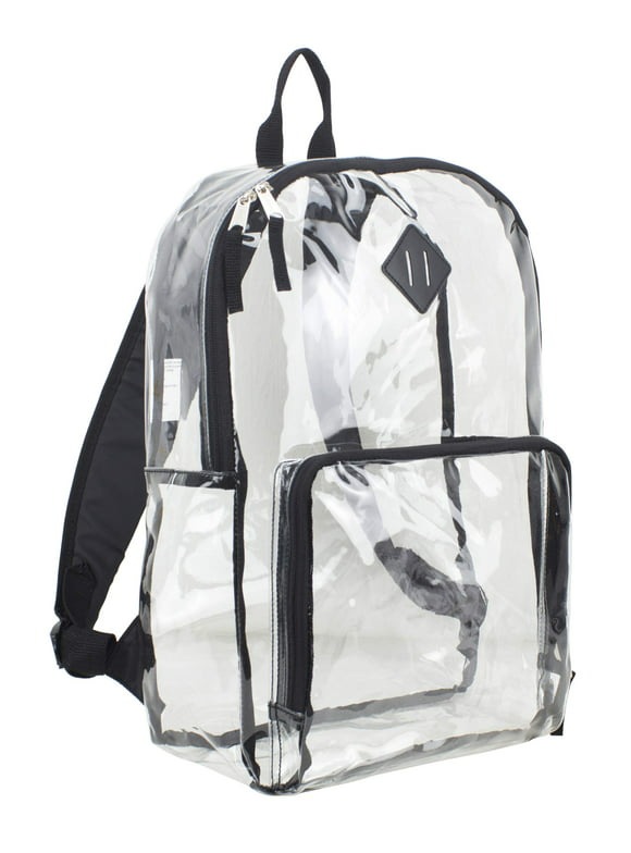 Eastsport Unisex Multi-Purpose Clear Backpack with Front Pocket, Adjustable Straps and Lash Tab Clear