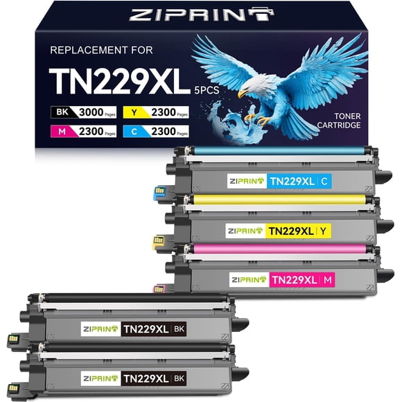Cartuchos de tóner ZIPRINT TN229XL TN229 compatibles, paquete de 5