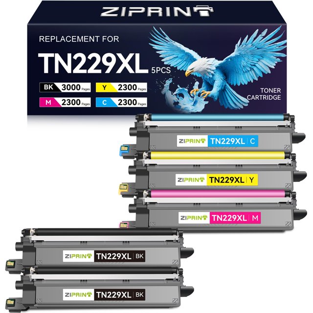 Cartuchos de tóner ZIPRINT TN229XL TN229 compatibles, paquete de 5