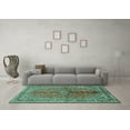 thumbnail image 3 of Ahgly Company Machine Washable Indoor Rectangle Medallion Turquoise Blue Traditional Area Rugs, 7' x 10', 3 of 4