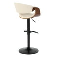 thumbnail image 4 of Symphony Mid-Century Barstools (Set of 2) - Cream Faux Leather, Walnut Wood, Black Metal, Swivel, Adjustable Height, Kitchen/Bar., 4 of 6