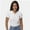 White, variant on Women's Short Sleeve V Neck T Shirts Summer Knit Slim Fitted Basic Solid Color Tee Tops