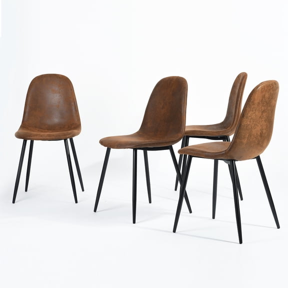 Homycasa Suede Upholstered Dining Chair in Brown (Set of 4)