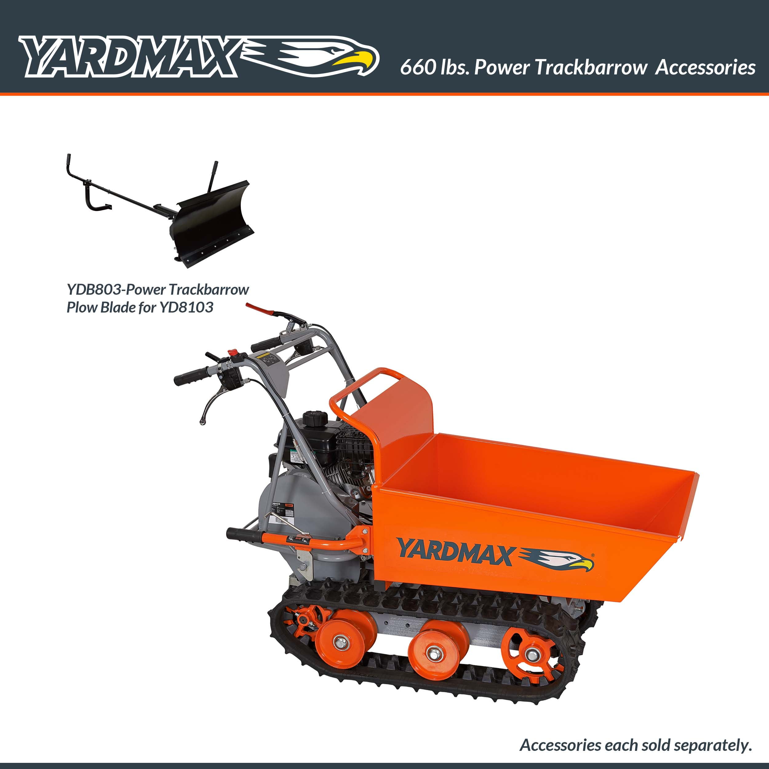 YARDMAX YD8103 Track Barrow, 660 lb. Capacity, Briggs and Stratton, CR950, 6.5 hp, 208cc